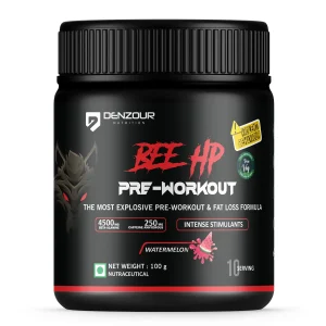 Denzour Nutrition Bee HP Pre Workout Powder Watermelon Flavor 100g Canister
