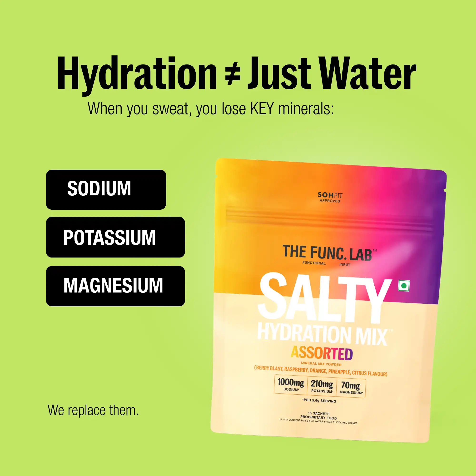 The Func. Lab Daily Electrolytes - Assorted | 15 Sachets | Instant Hydration Powder with Sodium, Potassium, Magnesium | Sugar-Free, No Preservatives | Instant Energy, Performance & Recovery Drink - Image 2