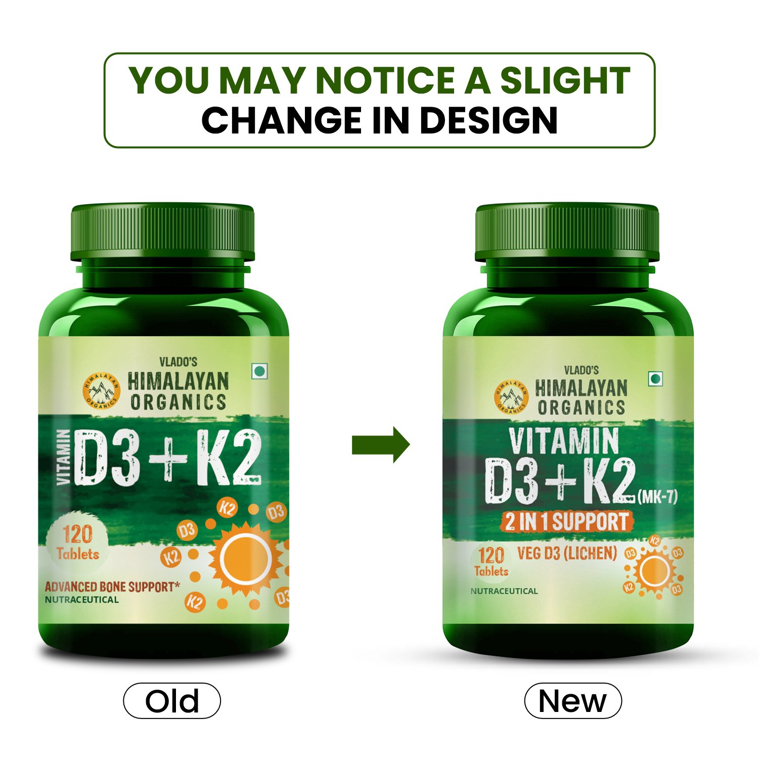 Vlado’s Himalayan Organics Vitamin D3 K2 MK7 120 Veg Tablets for immunity & bones on Fitbee India