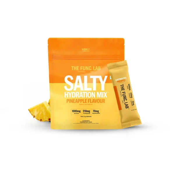 The Func. Lab Daily Electrolytes -Salty Pineapple | 15 Sachets | Instant Hydration Powder with Sodium, Potassium, Magnesium | Sugar-Free, No Preservatives | Instant Energy, Performance & Recovery Drink