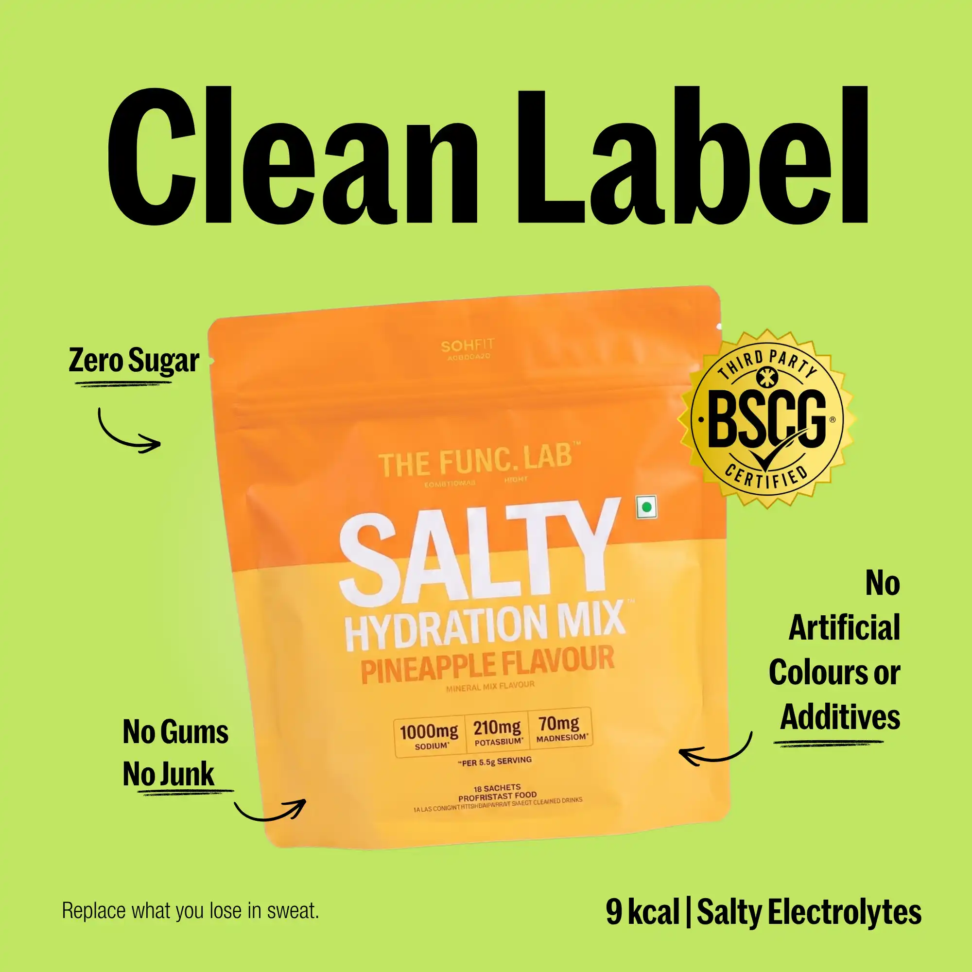 The Func. Lab Daily Electrolytes Salty Pineapple Flavor 15 Sachets Hydration Powder