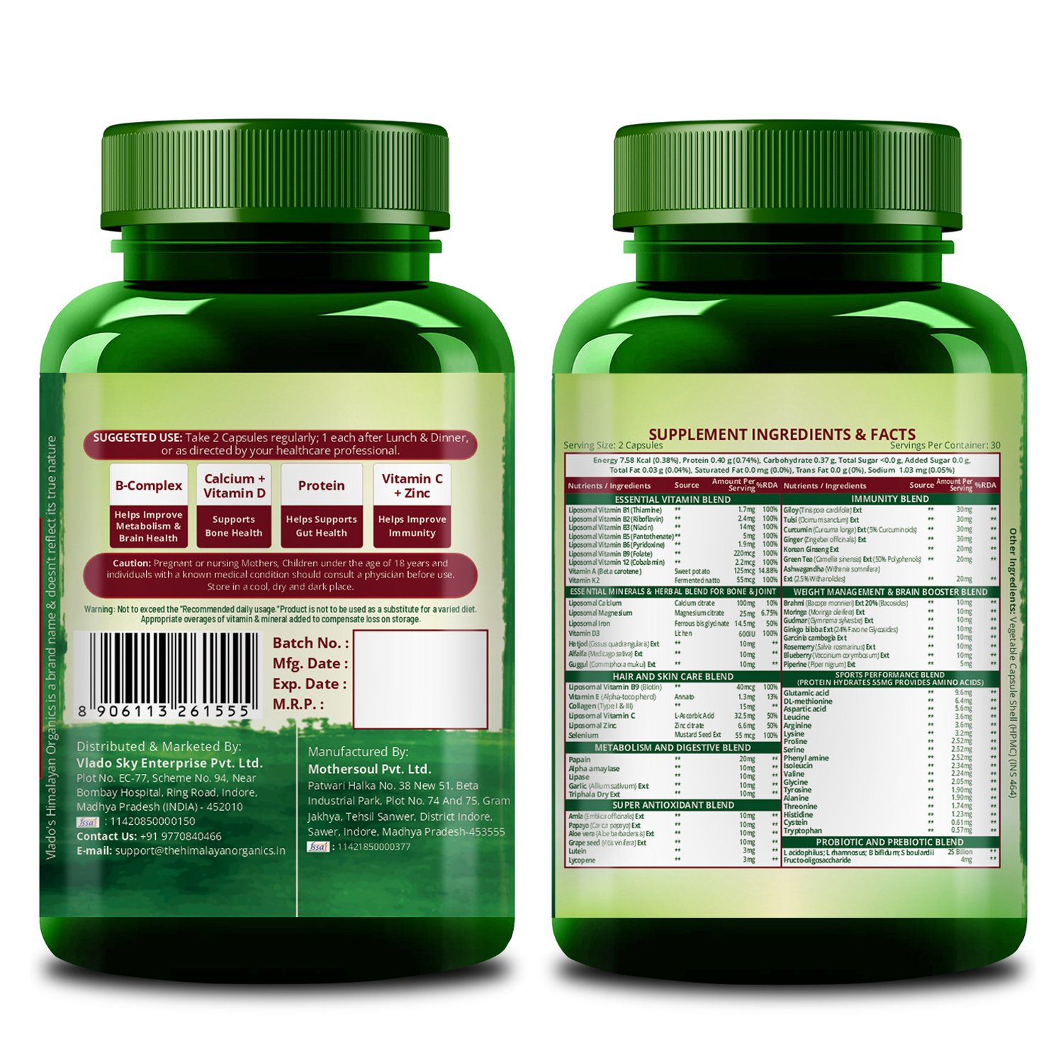 Vlado’s Himalayan Organics Liposomal Multivitamin for Women with 75+ Ingredients | Daily Women’s Health Supplement with 9+ Powerful Blends | Energy, Immunity, Hair Skin & Nails Support | 60 Vegetarian Capsules - Image 2