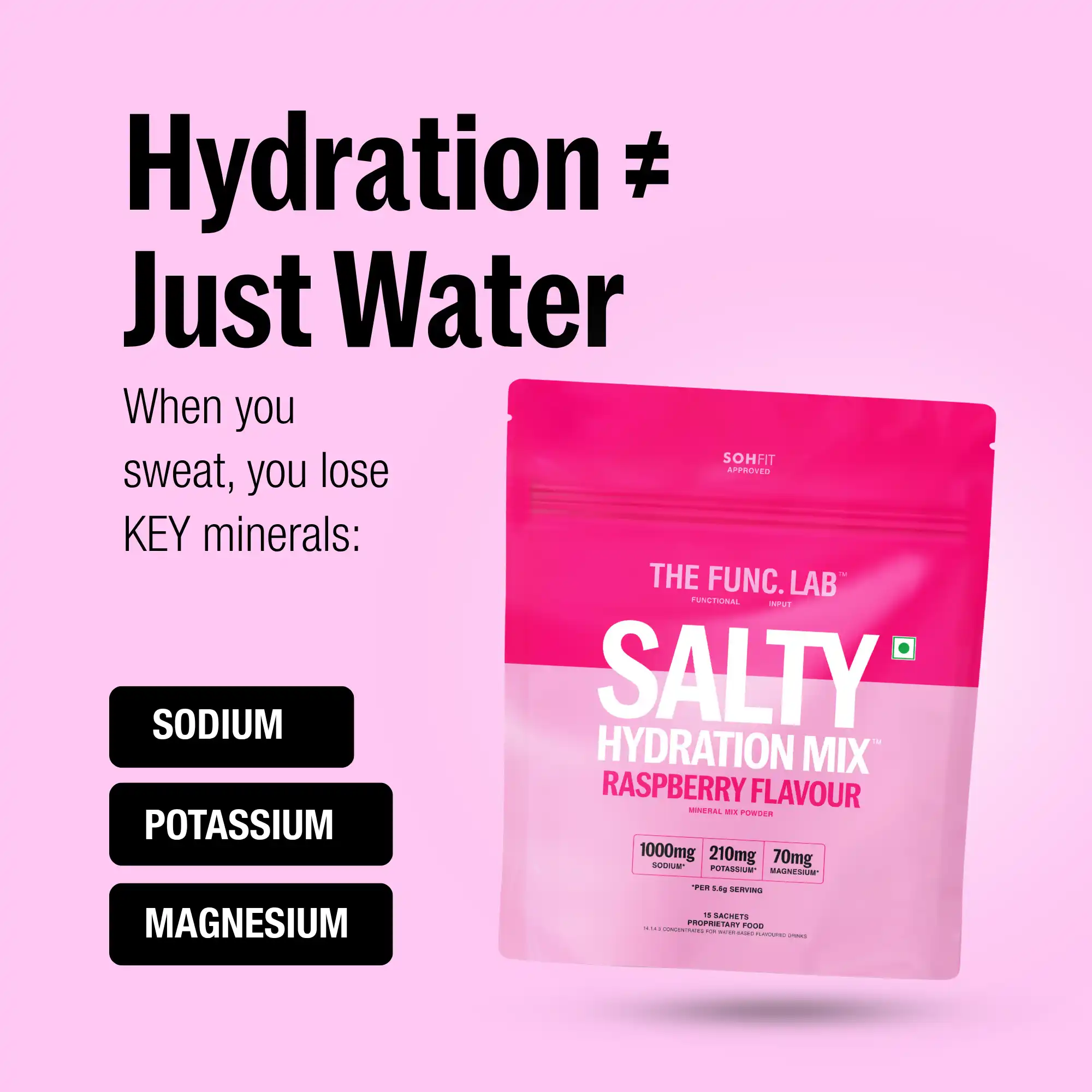 The Func. Lab Daily Electrolytes Salty Raspberry 30 Sachets Instant Hydration Powder