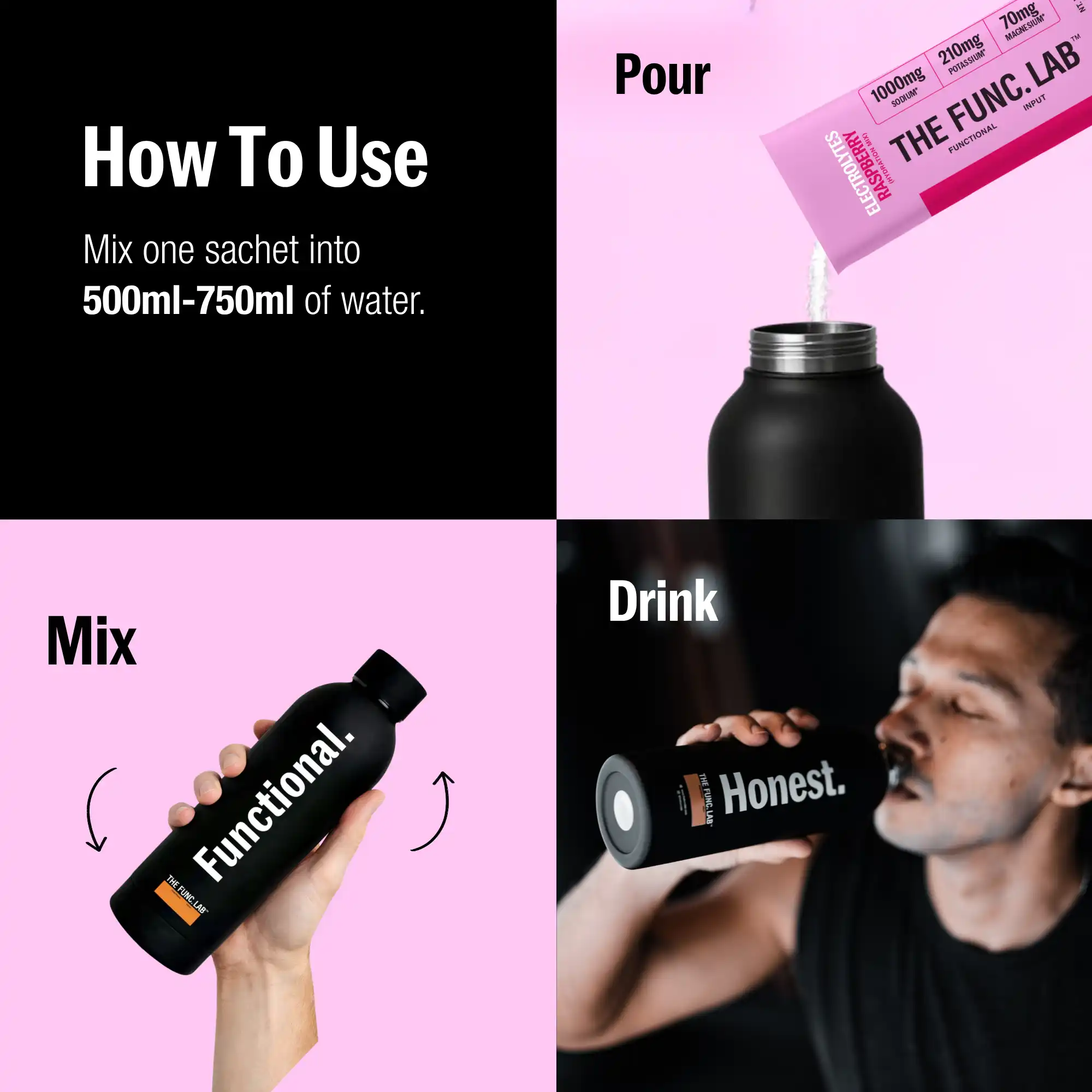 The Func. Lab Daily Electrolytes Salty Raspberry 30 Sachets Instant Hydration Powder