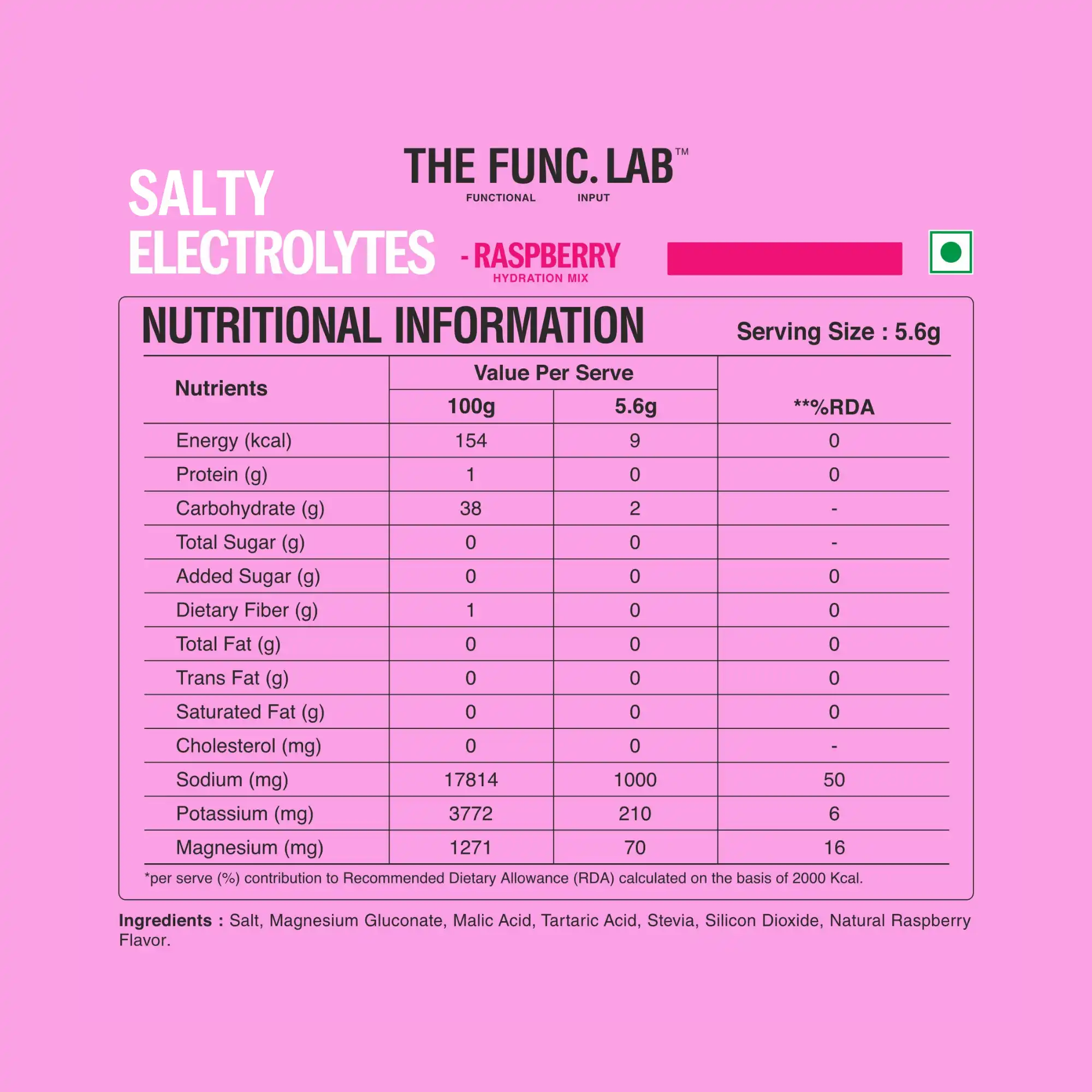 The Func. Lab Daily Electrolytes Salty Raspberry 30 Sachets Instant Hydration Powder