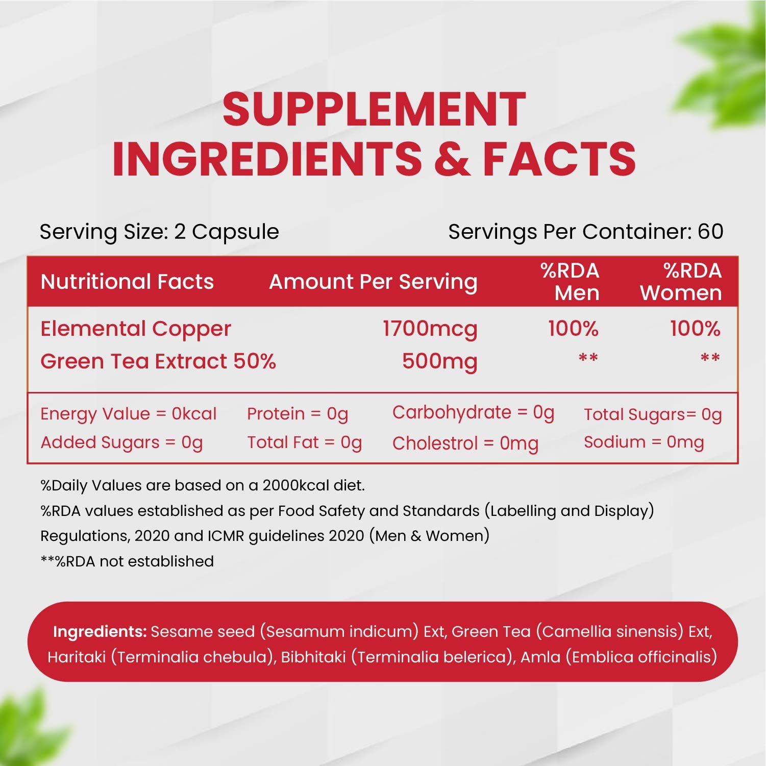Vlado’s Himalayan Organics Plant Based Copper 1700mcg Supplement with Green Tea Extract | Support Connective Tissues | Good For Bone Health - 120 Veg Capsules - Image 7