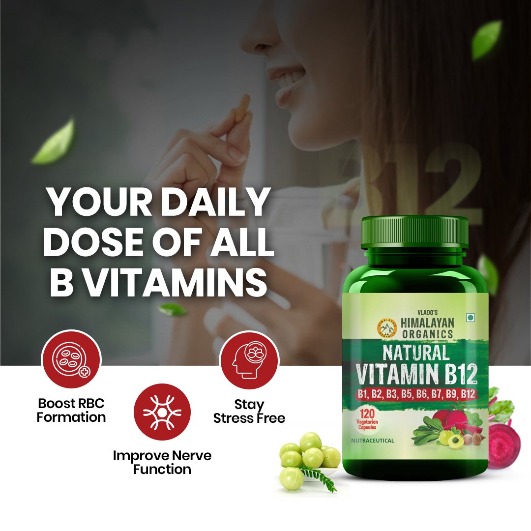 Vlado's Himalayan Organics B12 Complex 120 Capsules for Energy & Skin on Fitbee India