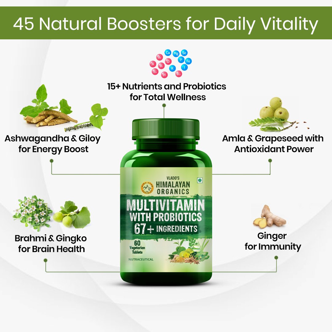 Vlado’s Himalayan Organics Multivitamin 60 Ingredients Tablets for Men & Women on Fitbee India