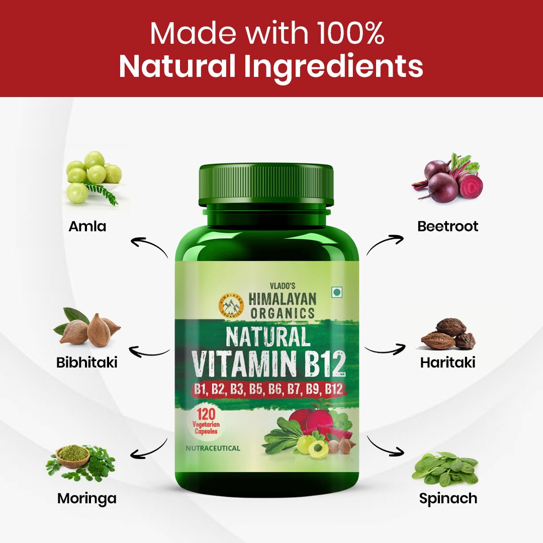 Vlado’s Himalayan Organics B12 Complex 120 Capsules for Energy & Skin on Fitbee India