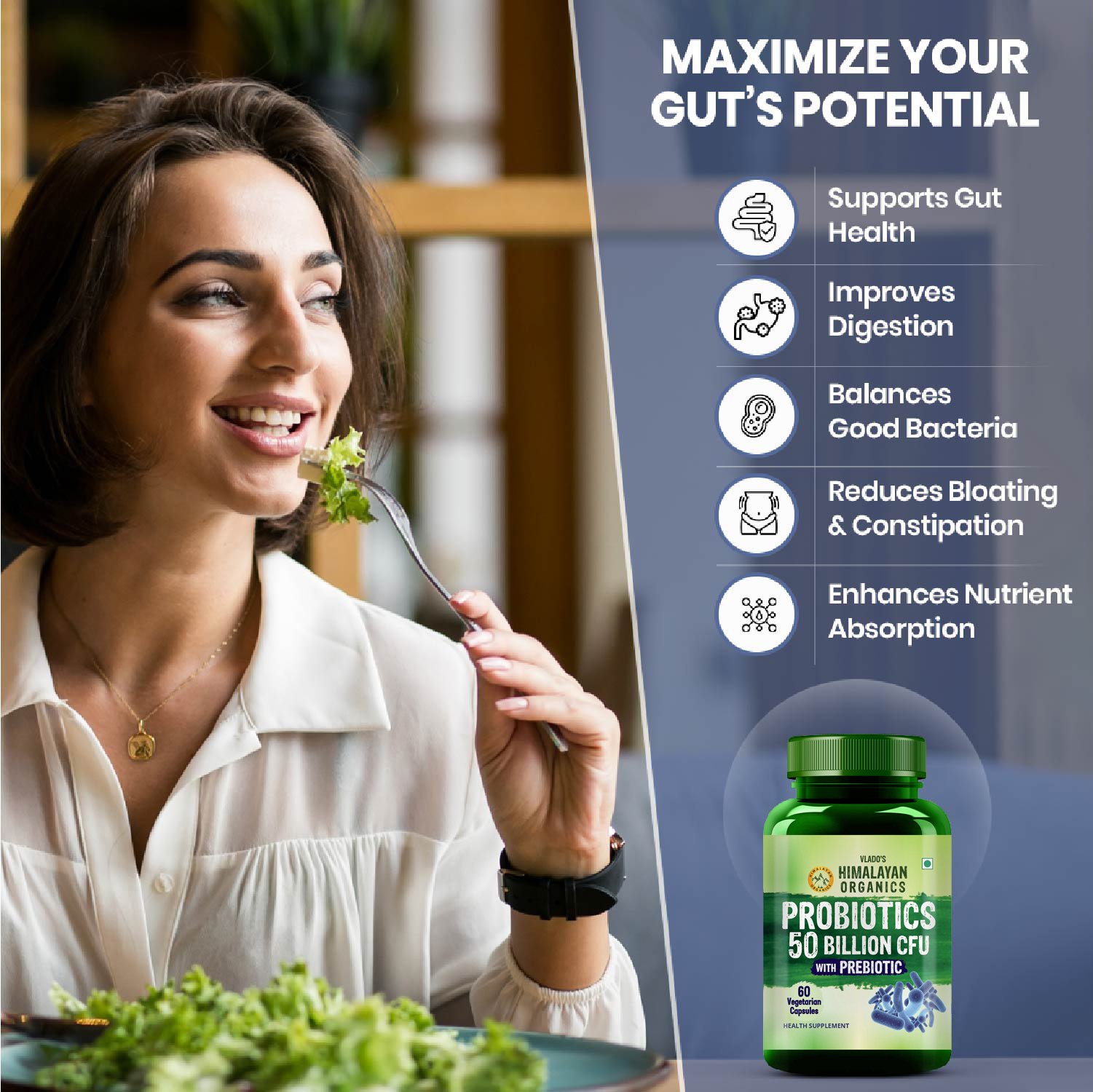 Vlados Himalayan Organics Probiotics 50 Billion CFU 20 Strain Capsules