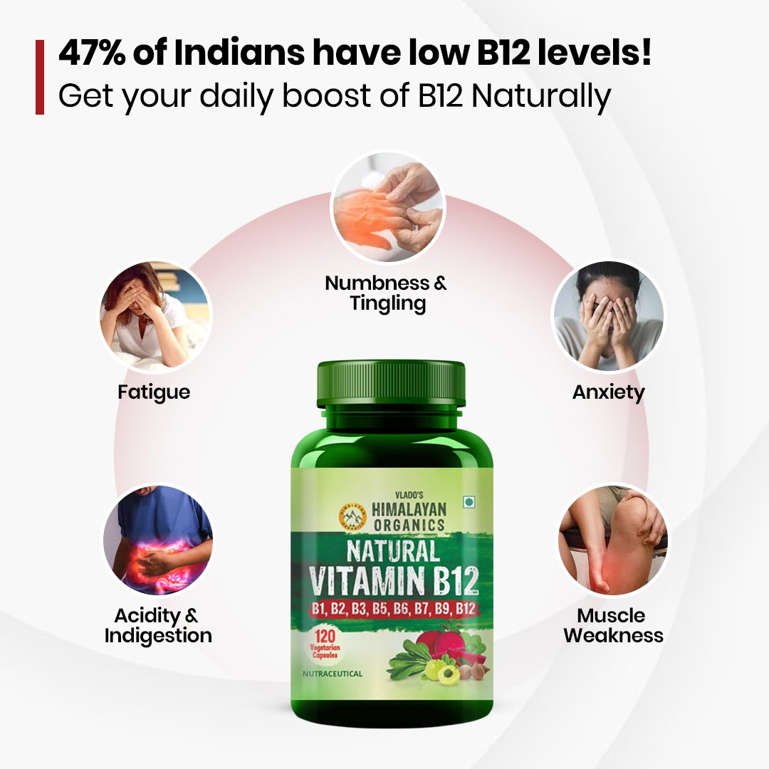 Vlados Himalayan Organics Natural Vitamin B Complex Capsules 120 for Energy & Skin on Fitbee India