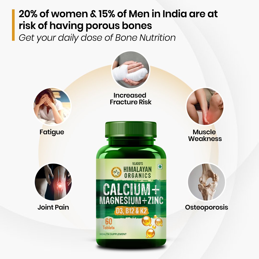 Vlado’s Himalayan Organics Calcium Magnesium Zinc Vitamin D3 Tablets for Bone Health on Fitbee India