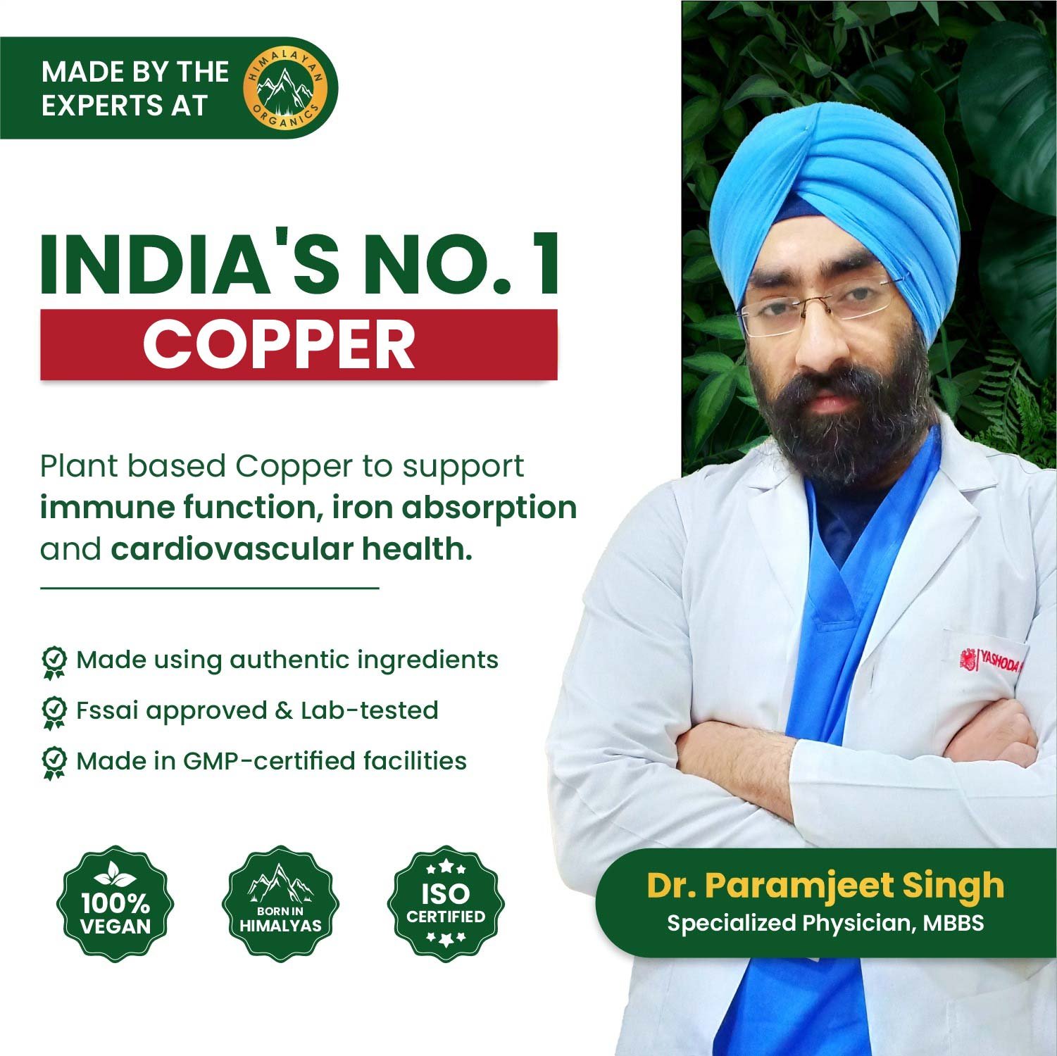 Vlado’s Himalayan Organics Plant Based Copper 1700mcg Supplement with Green Tea Extract | Support Connective Tissues | Good For Bone Health - 120 Veg Capsules - Image 8
