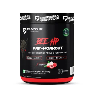 Denzour Nutrition Bee HP Pre-Workout Powder Lychee Flavor 300g Canister