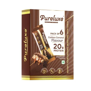 Pureluxe Nutrition Caramel Cashew Protein Bar Pack of 6 Bars