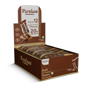 Pureluxe Caramel Cashew Whey Protein Bar Pack of 12 Zero Sugar