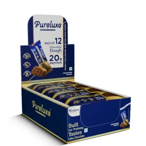 Pureluxe Nutrition Chocolate Dough Protein Bar Value Pack of 12 Bars