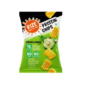 RizeBar Cream Onion Protein Chips 10g Protein 40g Pack 100% Authentic Fitbee India