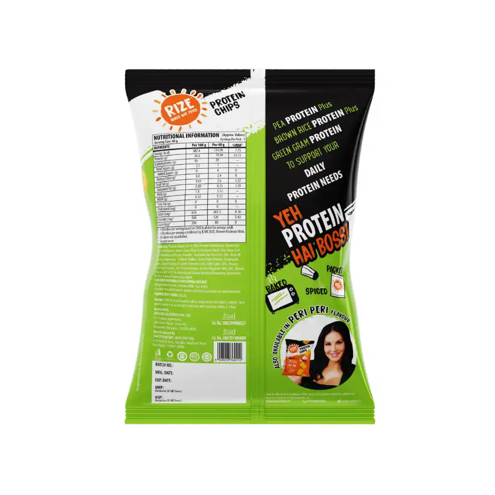 RizeBar Cream & Onion Protein Chips 10g Protein 40g Pack 100% Authentic Fitbee India