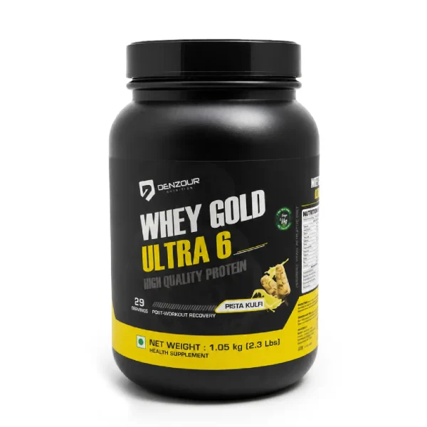 Denzour Nutrition Whey Gold Ultra 6 Protein Powder Pistachio Kulfi 1.05kg Canister