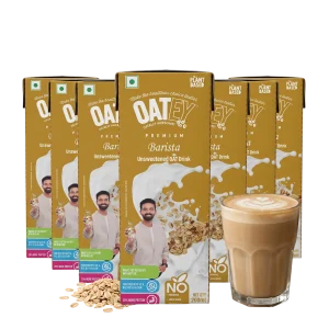 OATEY Premium Barista Oat Milk Pack of 8 (1.6 L) | Plant-Based, Vegan & Dairy-Free Milk India | Unsweetened, Gluten-Free & Nut-Free for Coffee, Tea & Smoothies