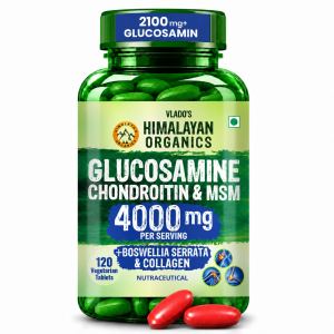 Vlado’s Himalayan Organics Glucosamine Chondroitin MSM Tablets | Cartilage & Joint Support Supplement | Glucosamine for Joint Relieves Pain and Stiffness I Added Collagen peptides, Curcuma, Vitamin D & Boswellia - Pure Veg Formula - 120 Vegetarian Tablets