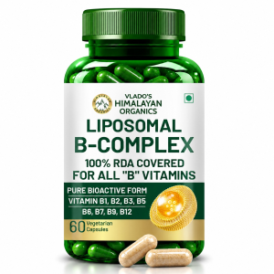 Vlado’s Himalayan Organics Liposomal Vitamin B Complex with 100% RDA B1, B2, B3, B5, B6, B9 & B12 | Hair Growth, Boost Energy And Immunity (60 Capsules)