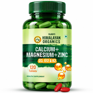 Vlado's Himalayan Organics Calcium Magnesium Zinc Vitamin D3 & B12-120 Vegetarian Tablets
