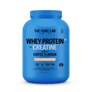 The Func. Lab CreaProtein Whey Protein Isolate Coffee 1 kg | Premium 29g Whey Isolate + 3g Creatine Per Serving, 6.82g BCAAs & Zero Sugar