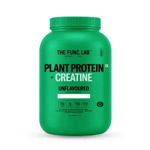 The Func. Lab CreaProtein Plant Protein Powder Unflavoured 1 kg | Premium 29g Plant Protein + 3g Creatine Per Serving, Zero Sugar & Digestive Enzymes