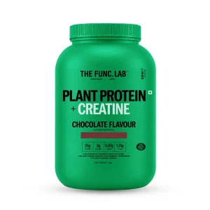 The Func. Lab CreaProtein Plant Protein Powder Chocolate 1 kg | Premium 25g Plant Protein + 3g Creatine Per Serving, Real Cocoa, Himalayan Pink Salt & Zero Sugar