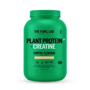 The Func. Lab CreaProtein Plant Protein Powder Coffee 1 kg | Premium 30g Plant Protein + 3g Creatine Per Serving, Zero Sugar & Digestive Enzymes
