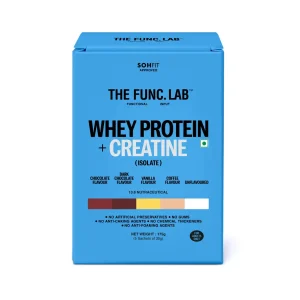 The Func. Lab CreaProtein Whey Protein Isolate Assorted Travel Pack 175 g (5 x 35g Sachets) | 28–30g Protein + 3g Creatine Per Sachet, 5 Flavours & Zero Sugar