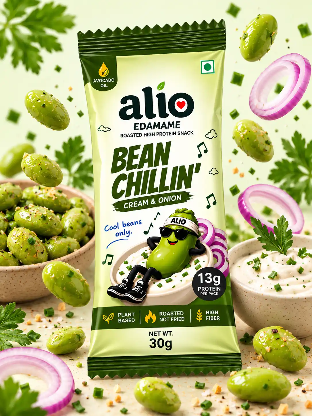 ALIO High Protein Roasted Edamame Cream & Onion 30g Pack