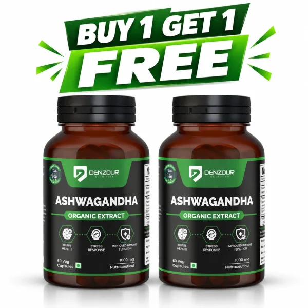 Denzour Nutrition Ashwagandha Organic Extract 1000mg Stress Relief Tablets Pack