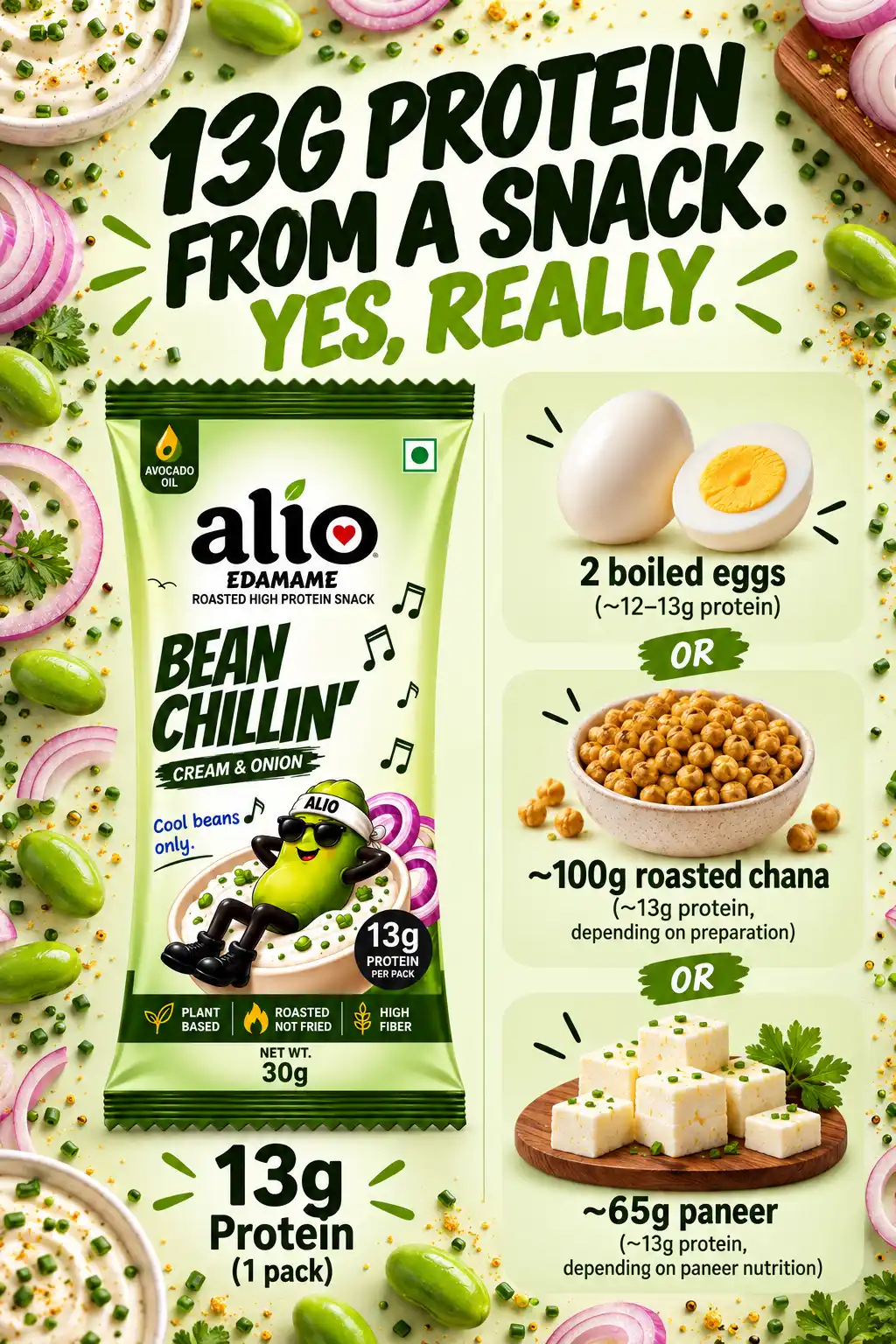ALIO High Protein Roasted Edamame Cream Onion Flavor 30g Pack